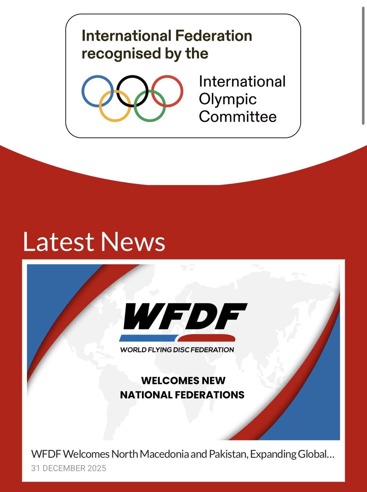 We are extremely proud and honored to officially join the World Flying Disc Federation (WFDF) family